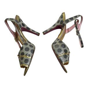 Betsey Johnson Polka Dot ankle wrap heels Size 9